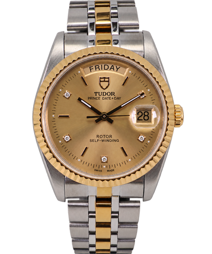 Tudor Prince Day-Date Ref. 76213 champagnerfarbenes Zifferblatt mit 5 Diamanten
