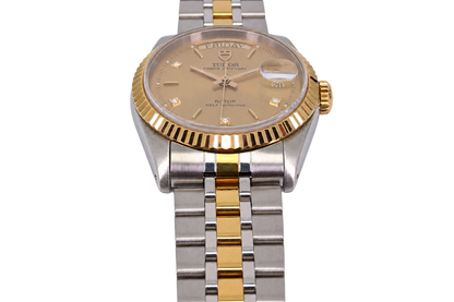 Tudor Prince Day-Date Ref. 76213 champagnerfarbenes Zifferblatt mit 5 Diamanten