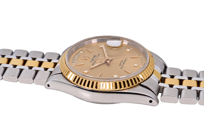 Tudor Prince Day-Date Ref. 76213 champagnerfarbenes Zifferblatt mit 5 Diamanten