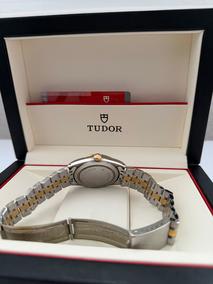 Tudor Prince Day-Date Ref. 76213 Gold Weißes Leinen-Zifferblatt mit Diamanten