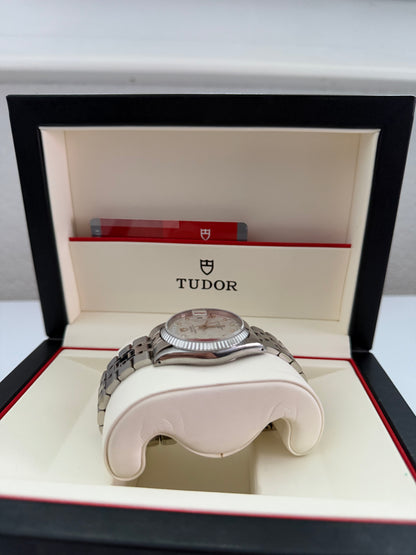 Tudor Prince Day-Date Ref. 76213 Zifferblatt Weißes Leinen mit Diamanten