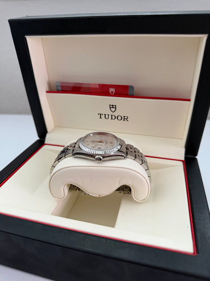 Tudor Prince Day-Date Ref. 76213 Zifferblatt Weißes Leinen mit Diamanten